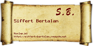 Siffert Bertalan névjegykártya